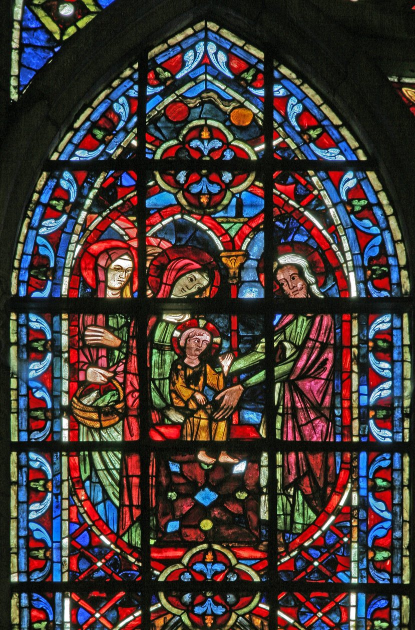 A templomi bemutatót ábrázoló w203 ablak alkotó: French School