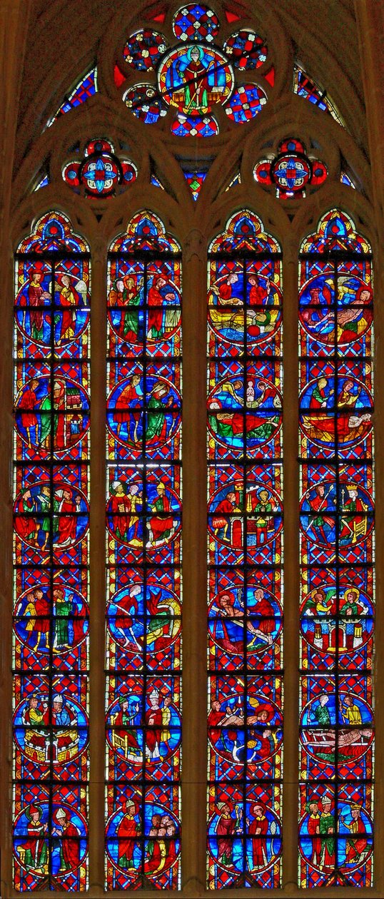 A w211-es ablak a St Denis és a St Vincent ablakot ábrázolja alkotó: French School