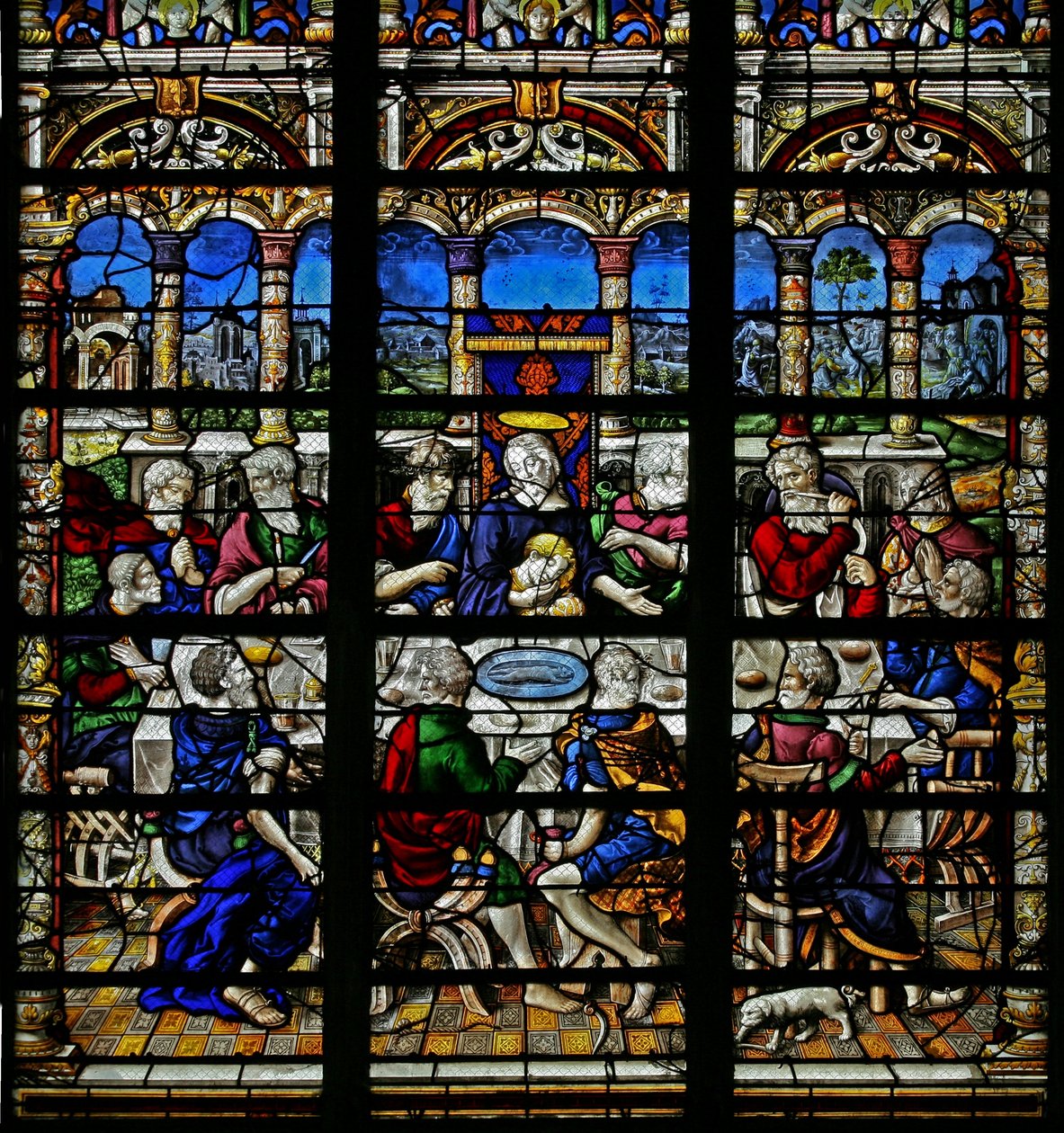 Az utolsó vacsorát ábrázoló w22 ablak alkotó: French School