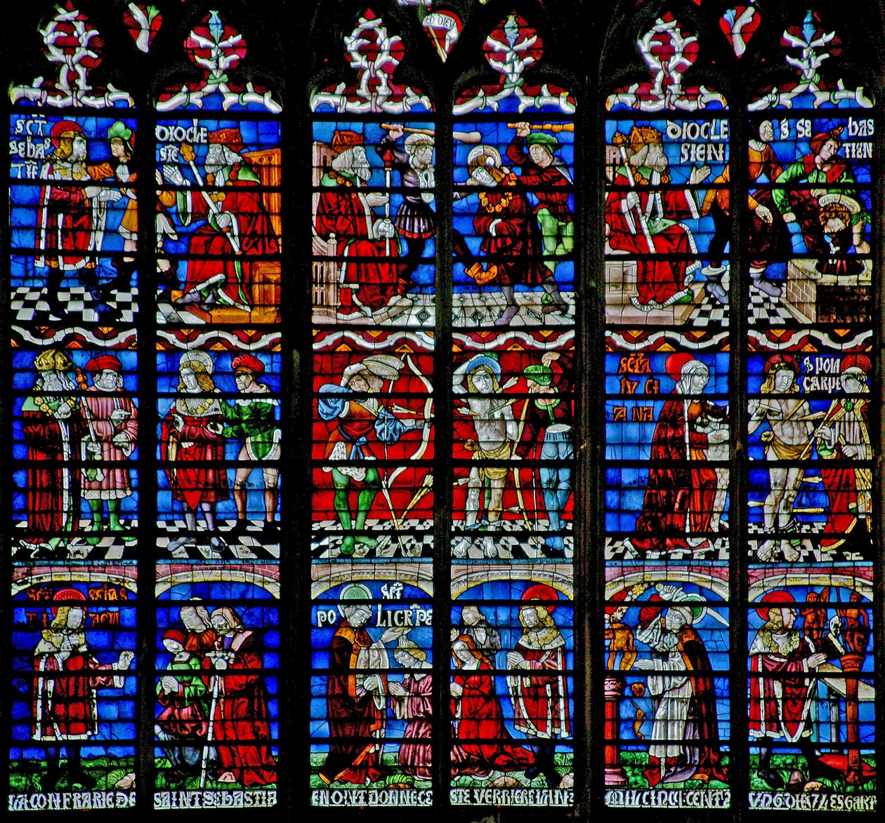 Ablak w233, amely a Szent Sebastian ablakot ábrázolja alkotó: French School