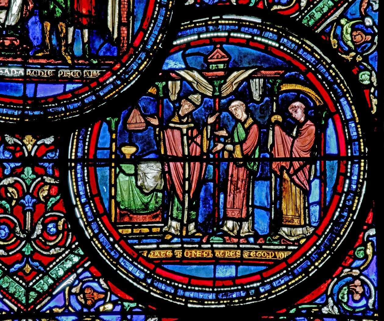 Becket Szent Tamást ábrázoló w23-as ablak misézik alkotó: French School