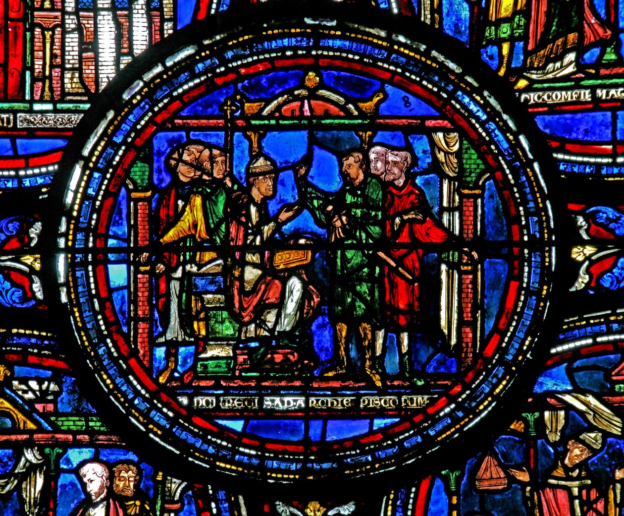 Becket Szent Tamást ábrázoló w23-as ablak a király követeit fogadja alkotó: French School