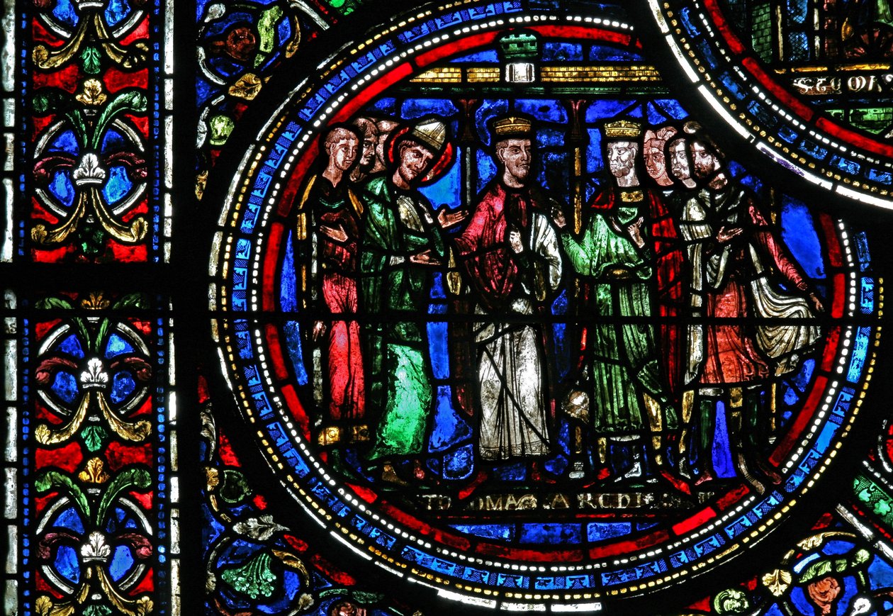 A w23 ablak, amely Becket Szent Tamást II. Henrikkel és VII. Lajossal ábrázolja alkotó: French School
