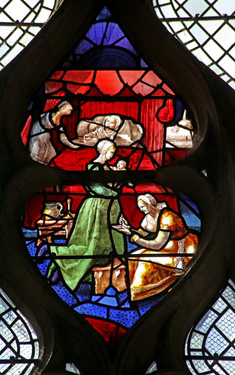 A w26-os ablak Szent Claude születését ábrázolja alkotó: French School
