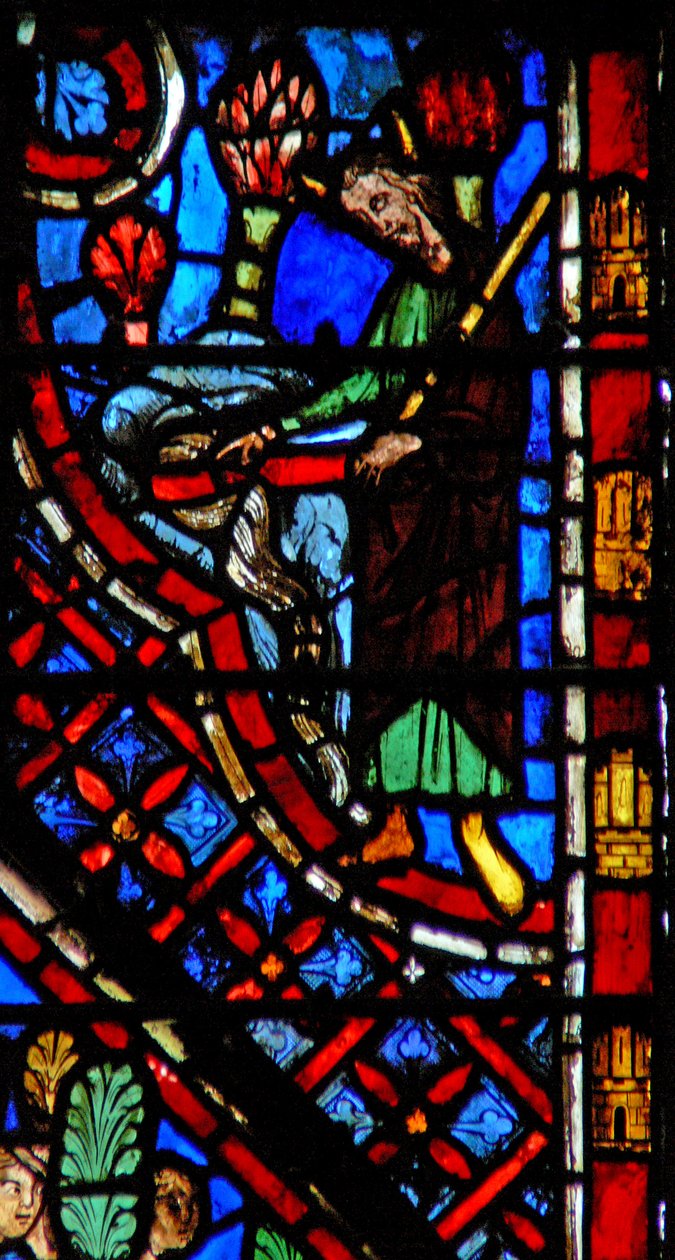 Ablak w2 Mózes a Hóreb szikláján Ex XVII 35 alkotó: French School