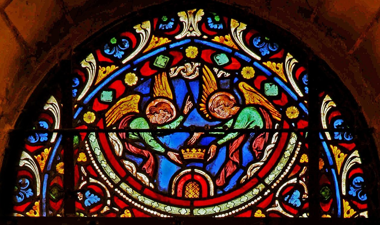 A w2 ablak, amely angyalokat ábrázol, St Germains lelket kap alkotó: French School