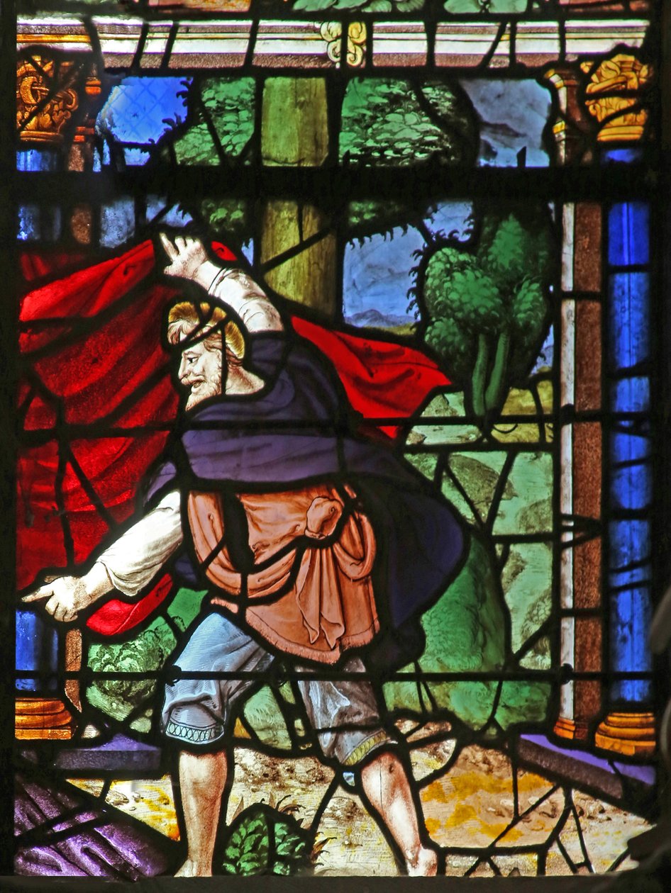 W40-es ablak, amely Noé szégyenét ábrázolja – Seth eltakarja meztelenségét alkotó: French School