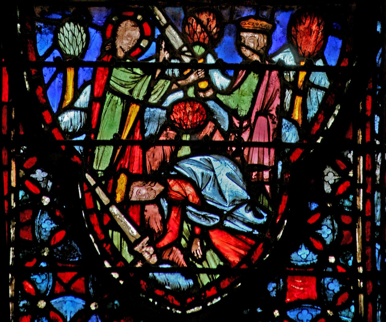 Window w4 Isten katonája megjelenik Joshuának, aki a földre esik. Josh V 13-16 alkotó: French School
