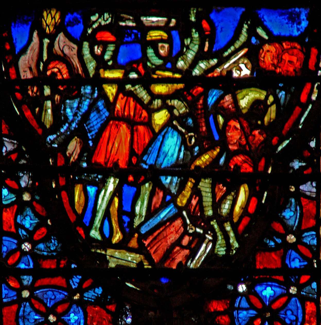 Window w4 Józsué és a gibeoniták szembeszállnak öt emóri királlyal, Josh X 10-el alkotó: French School