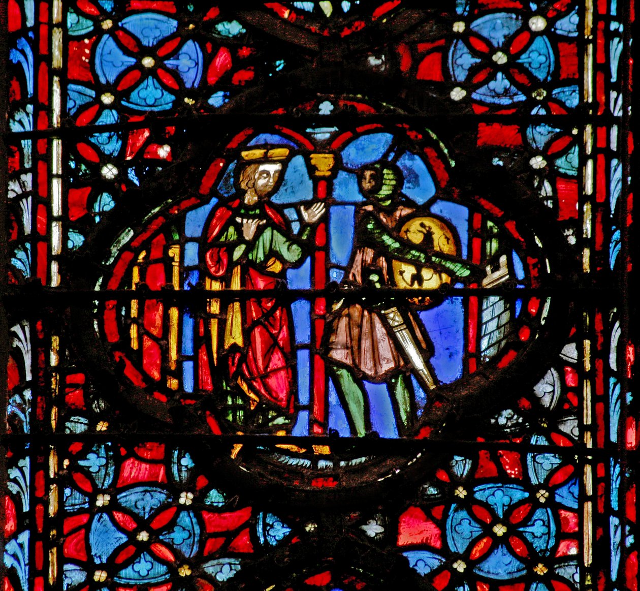 Ablak w4 Joshua találkozik a gibeoniták Josh IX 6-8 alkotó: French School
