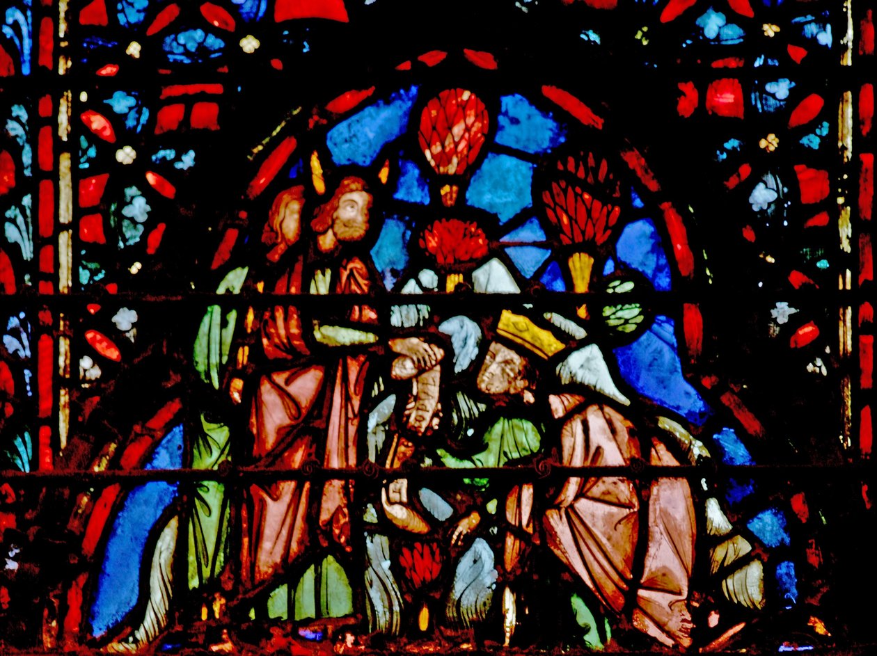 Window w4 Mózes átadja a hatalmat Józsuénak. 5 Mózes XXXI 7 és XXXIV 9 alkotó: French School