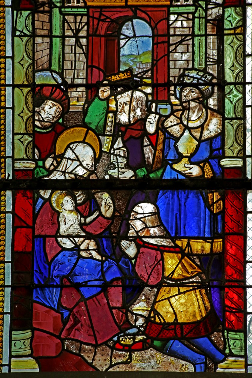 W4 ablak, amely a Mágusok imádását ábrázolja alkotó: French School