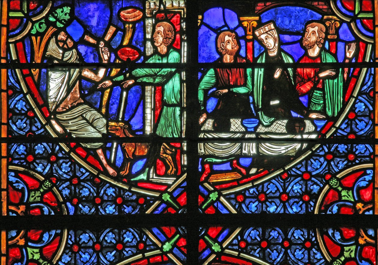 A búvárkodás és Lázár példázatát ábrázoló w4 ablak alkotó: French School