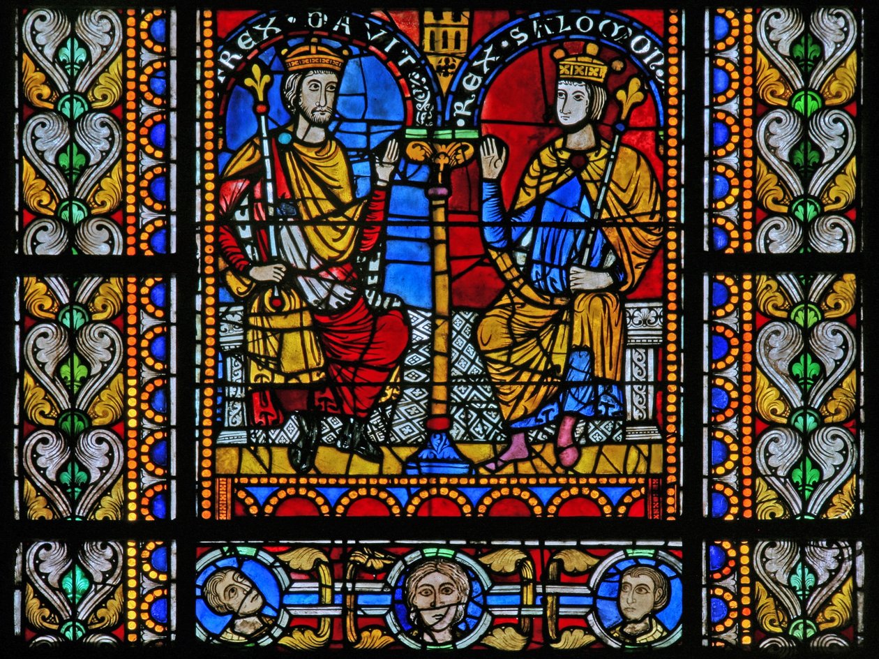 W5 ablak, amely Dávidot és Salamont ábrázolja alkotó: French School