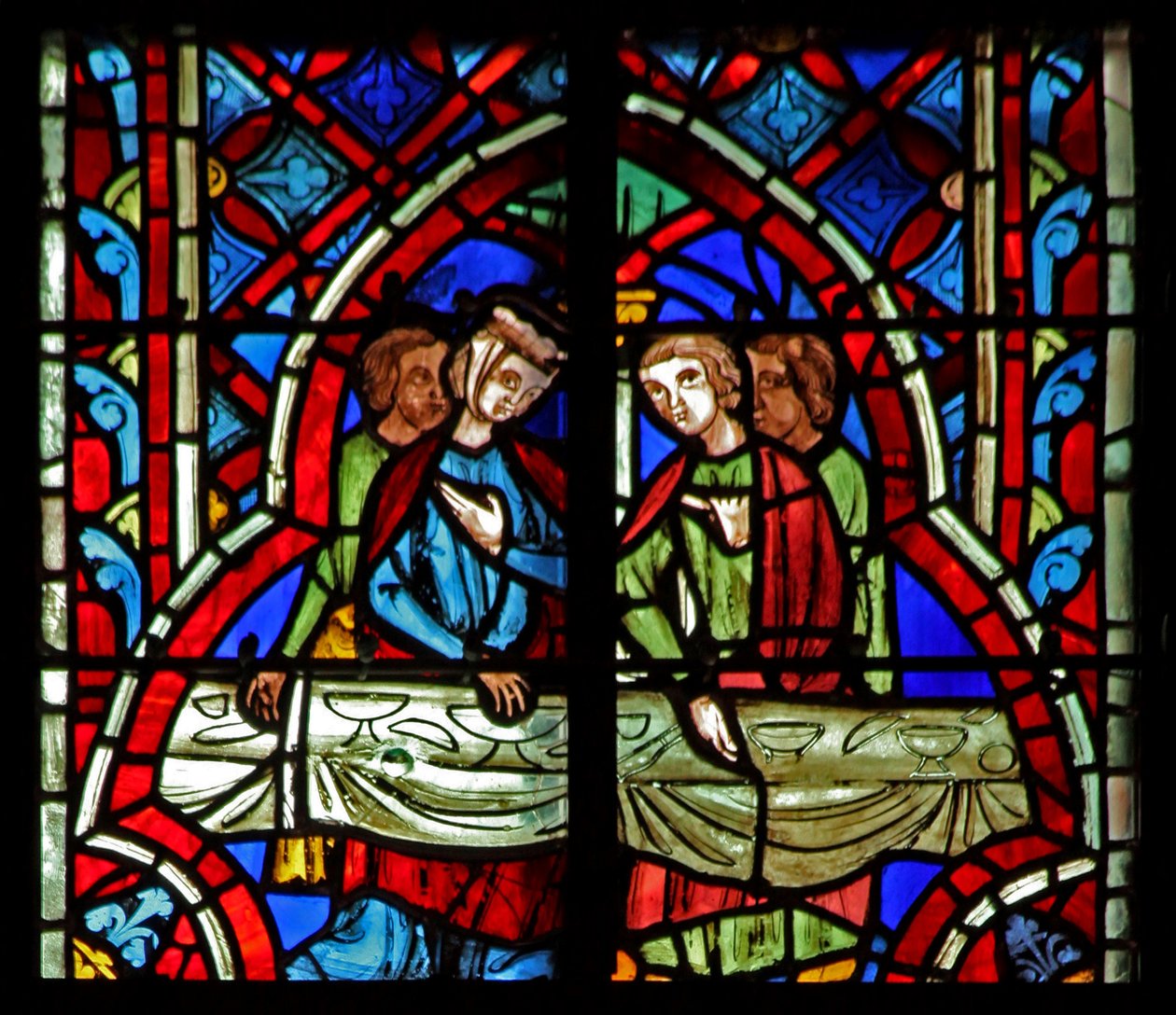 Window w5 a Sámsonok házasságának ünnepe. Bírák XIV 10 alkotó: French School