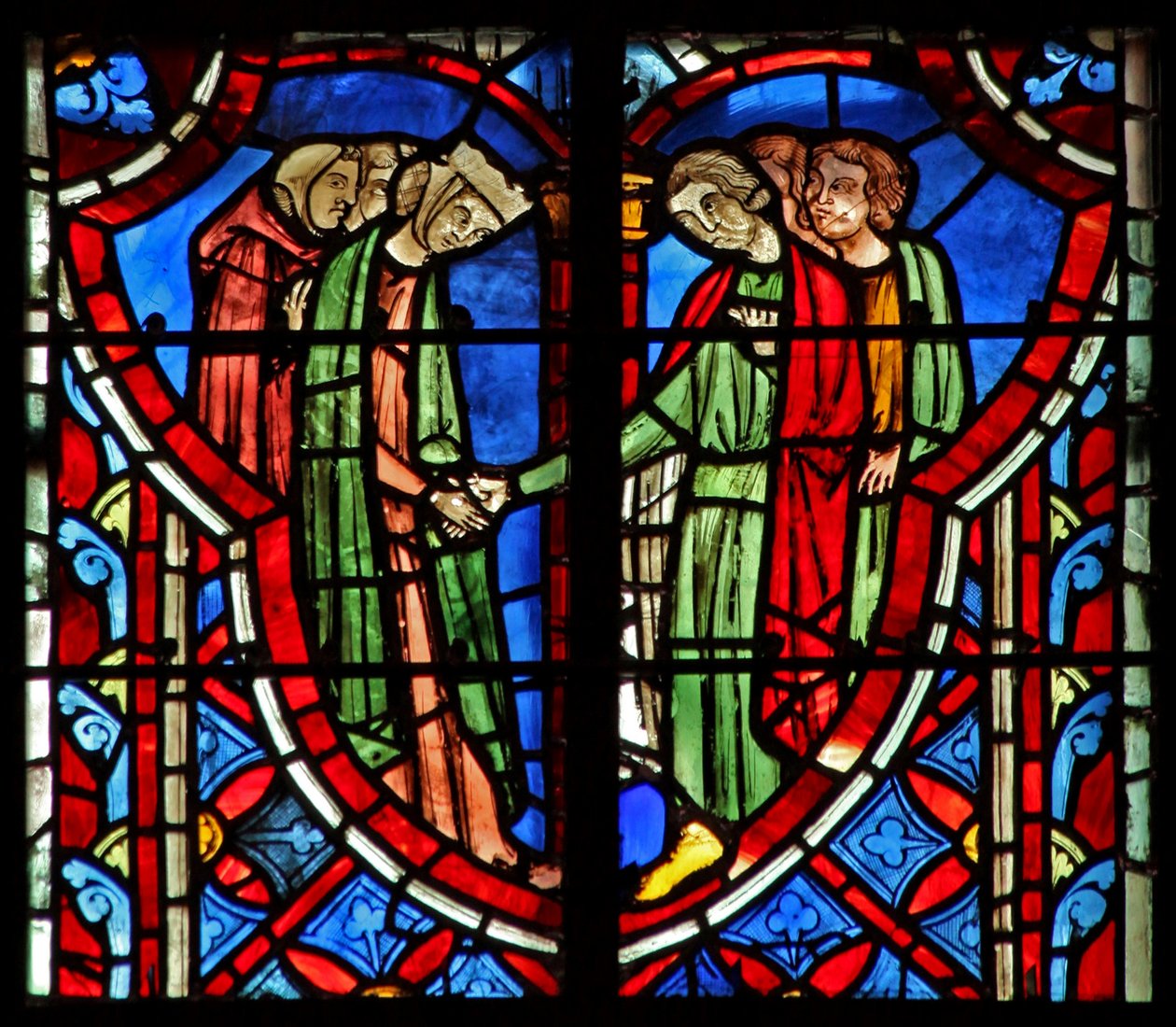 Window w5 a Sámsonok házasságának ünnepe. Bírák XIV 10 alkotó: French School