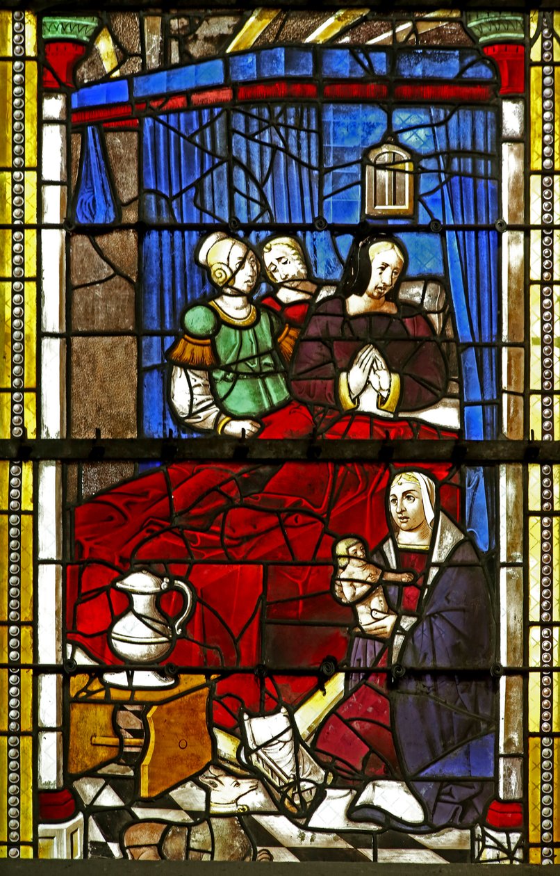 Keresztelő Szent János születését ábrázoló w6 ablak alkotó: French School