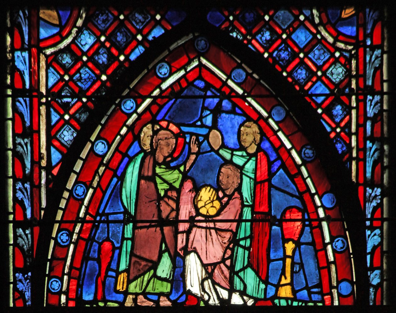 Window w7 St John: a leveleket arannyá változtatja alkotó: French School