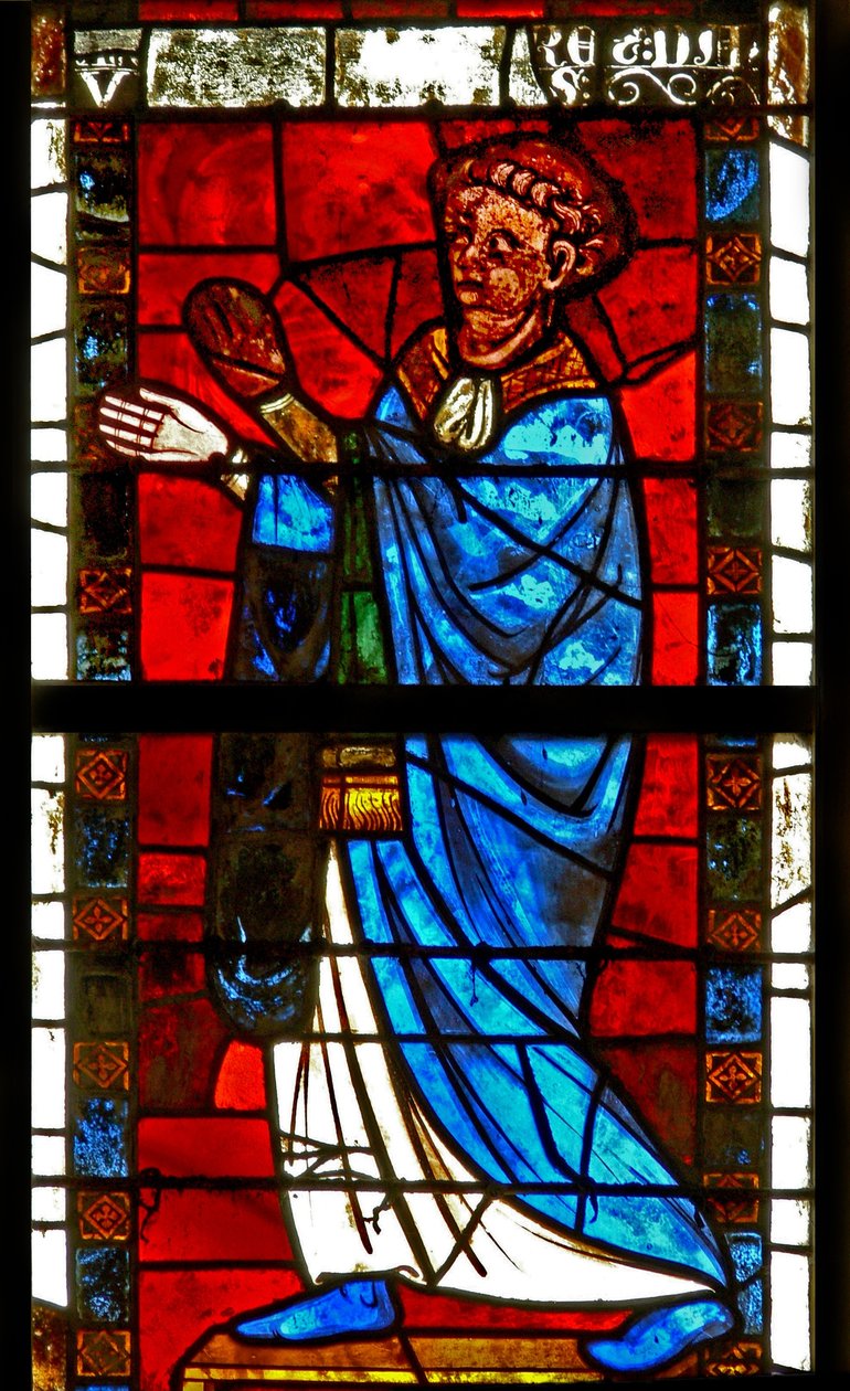 W8-as ablak, amely donort ábrázol alkotó: French School