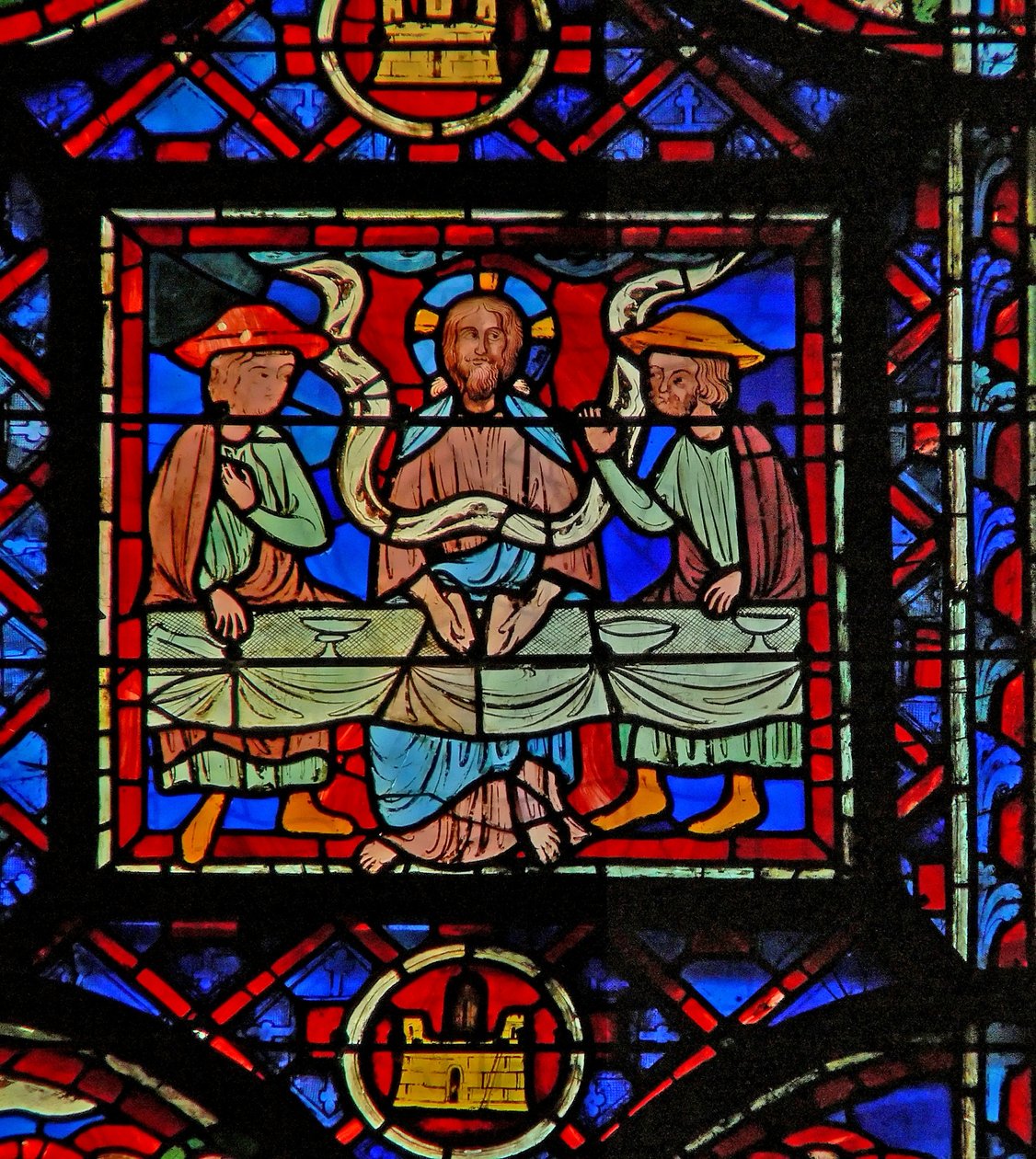 Window w8 a Feltámadás ciklusa – a vacsora Emmausban alkotó: French School