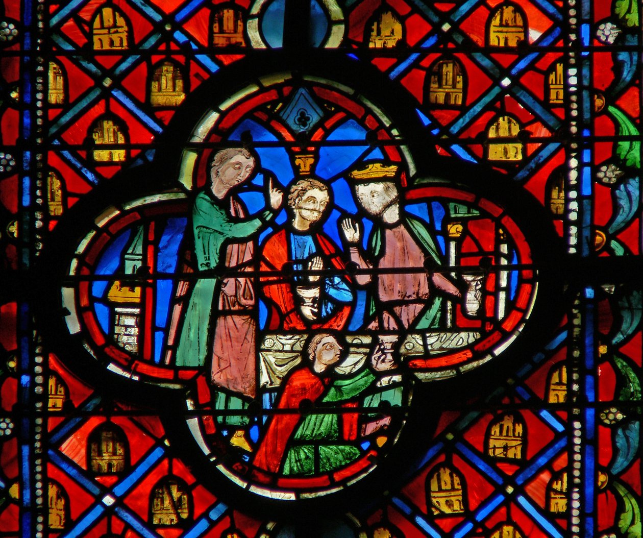 Window w9R Daniel elmagyarázza a Balthazzas (Belsazár) lakoma csodáját. Dan V 1 alkotó: French School