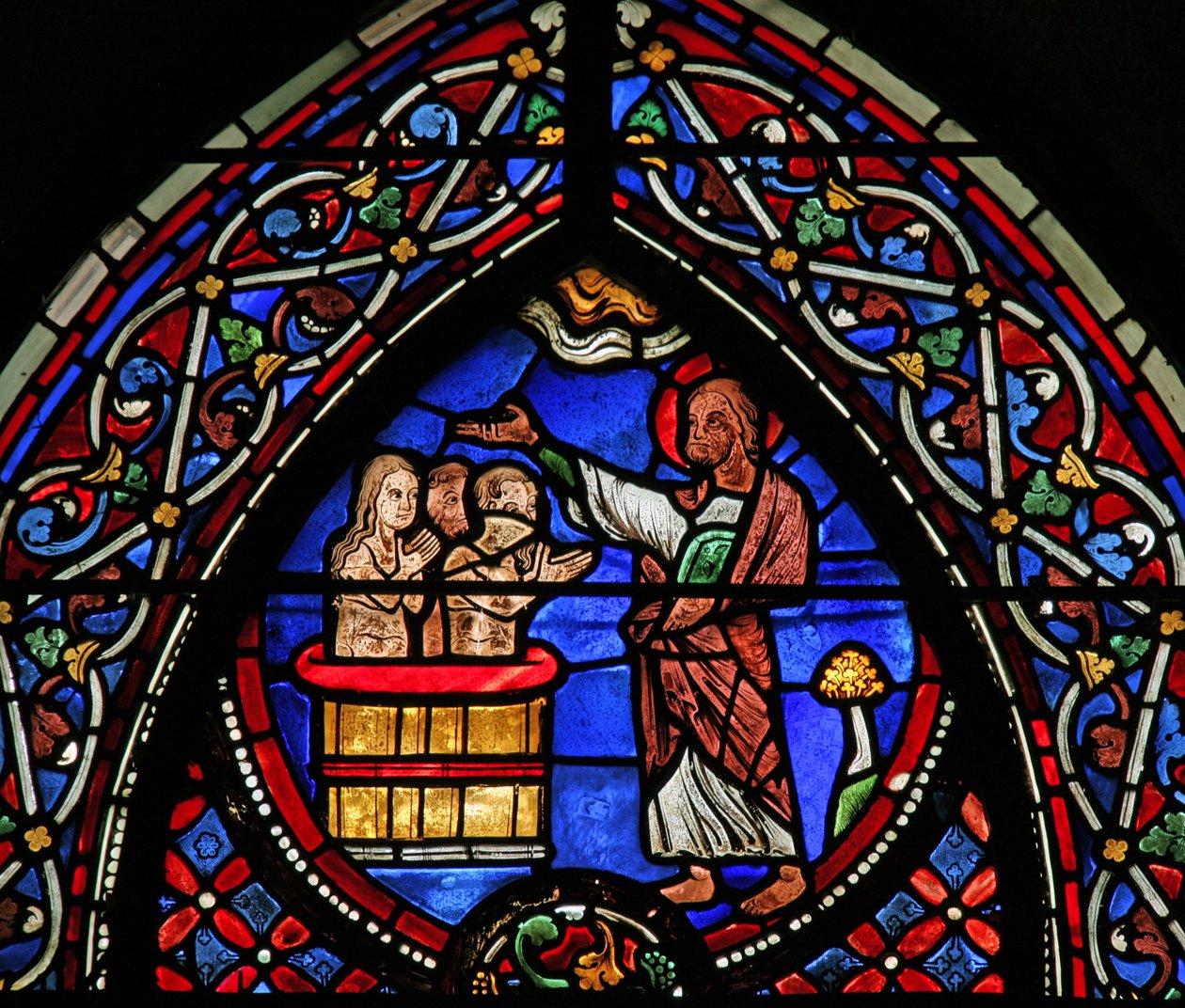 A w9 ablak, amely Szent Andrást Egeus konzult és feleségét ábrázolja alkotó: French School