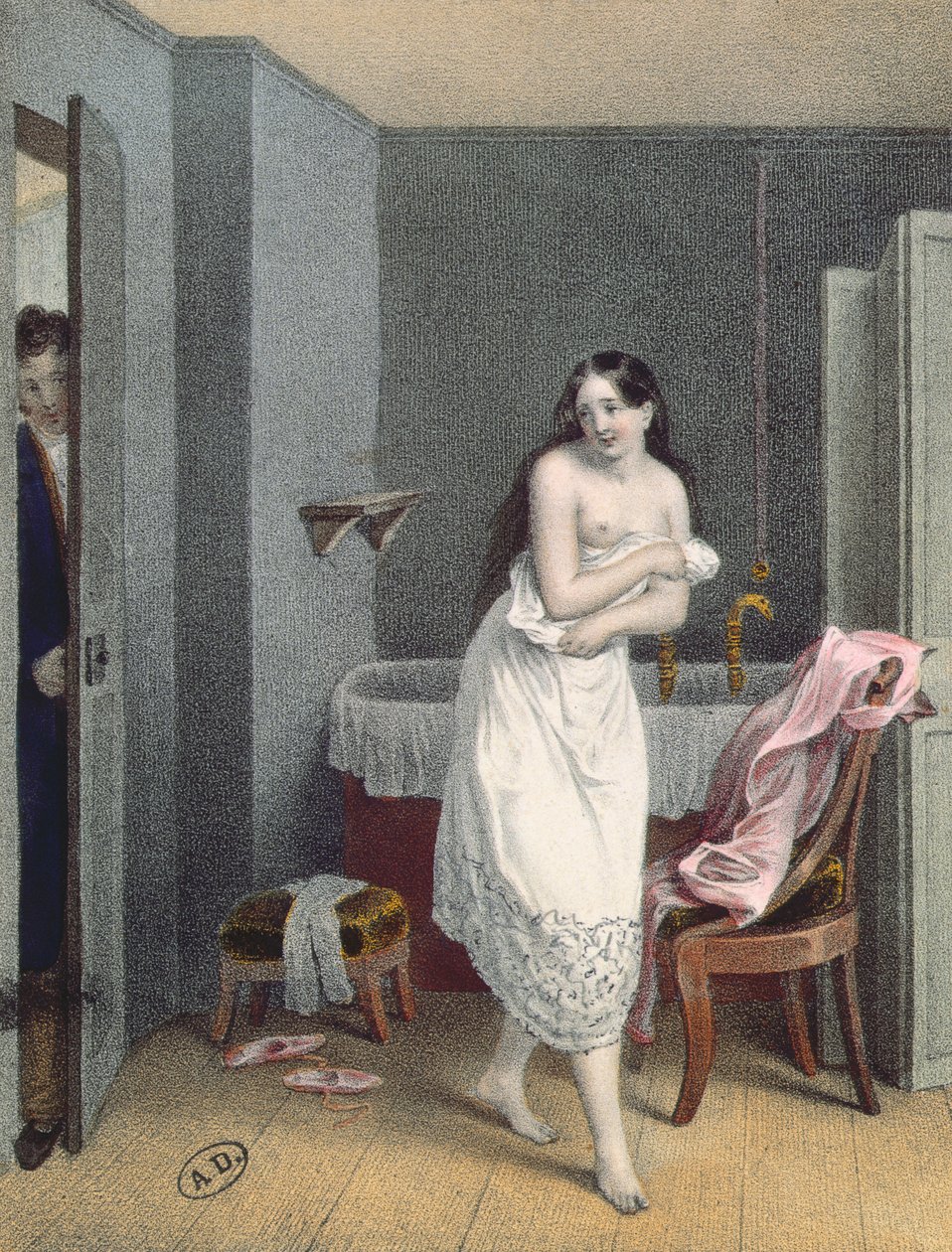 Nő kiszáll a fürdőjéből, 1825 körül alkotó: French School