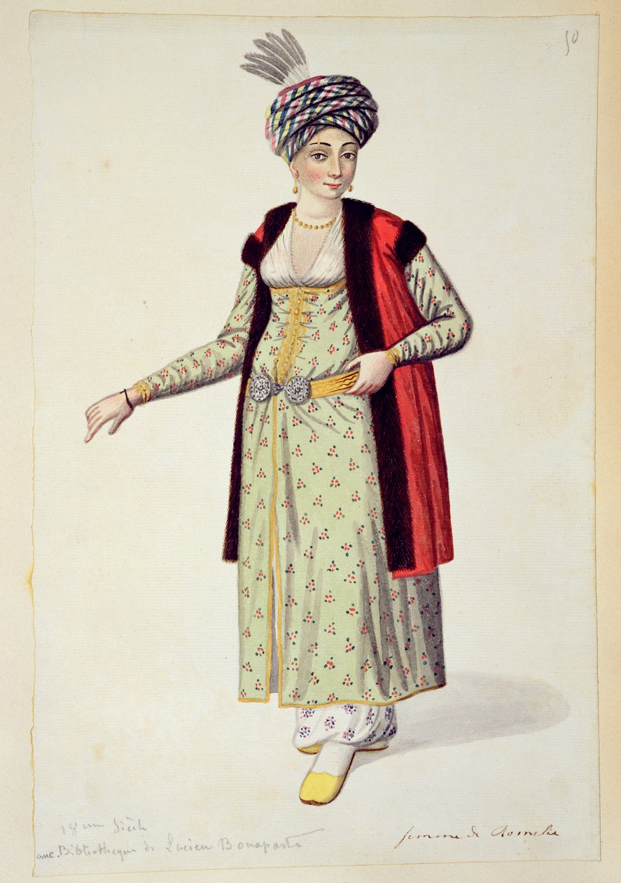 Rumélia nő, oszmán kor, 18. század harmadik negyede (wc papíron) alkotó: French School