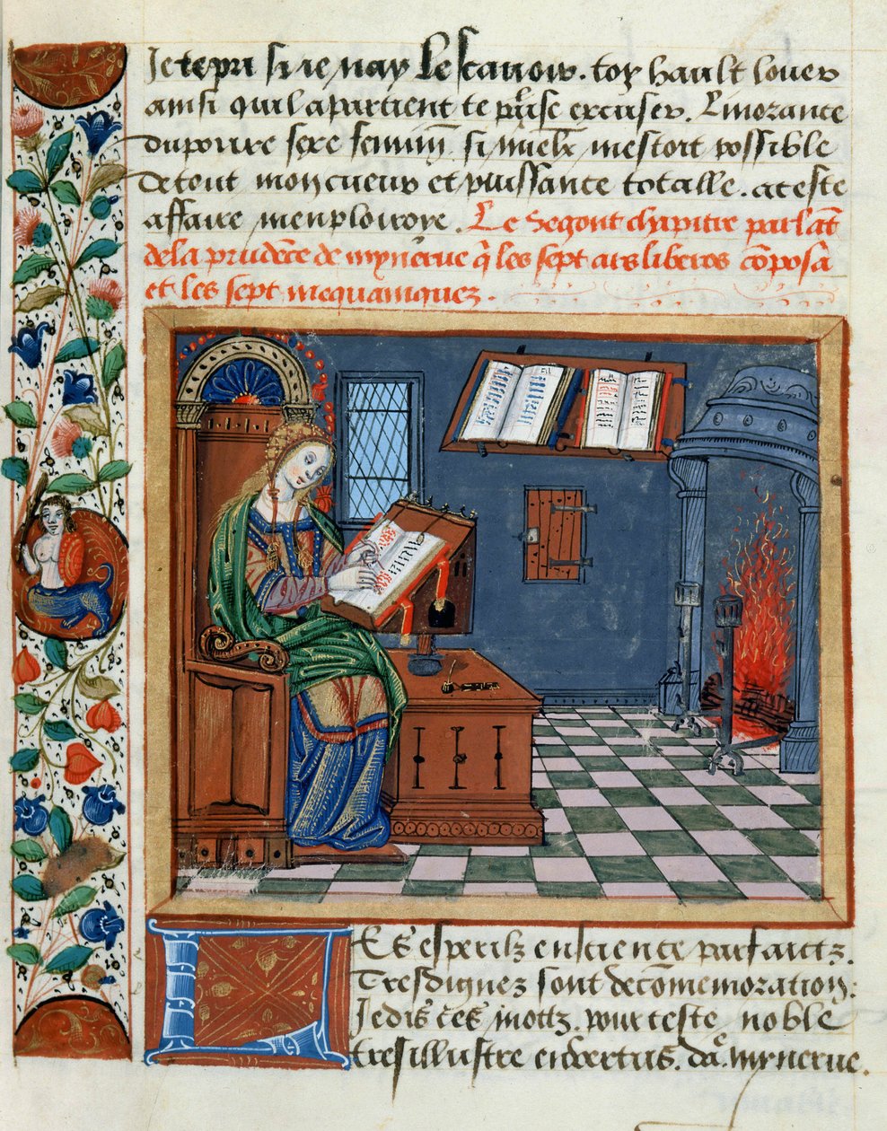 Nő, aki megvilágítja Catherine dAmboise Megfontoltak és meggondolatlanok könyvét, 1509 alkotó: French School