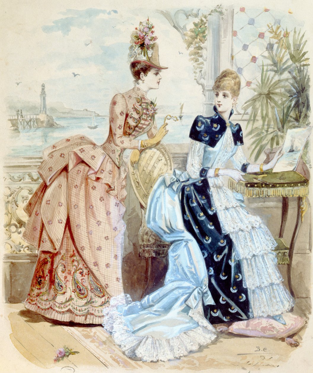 Nők egy tengerparti üdülőhelyen, 1885 alkotó: French School