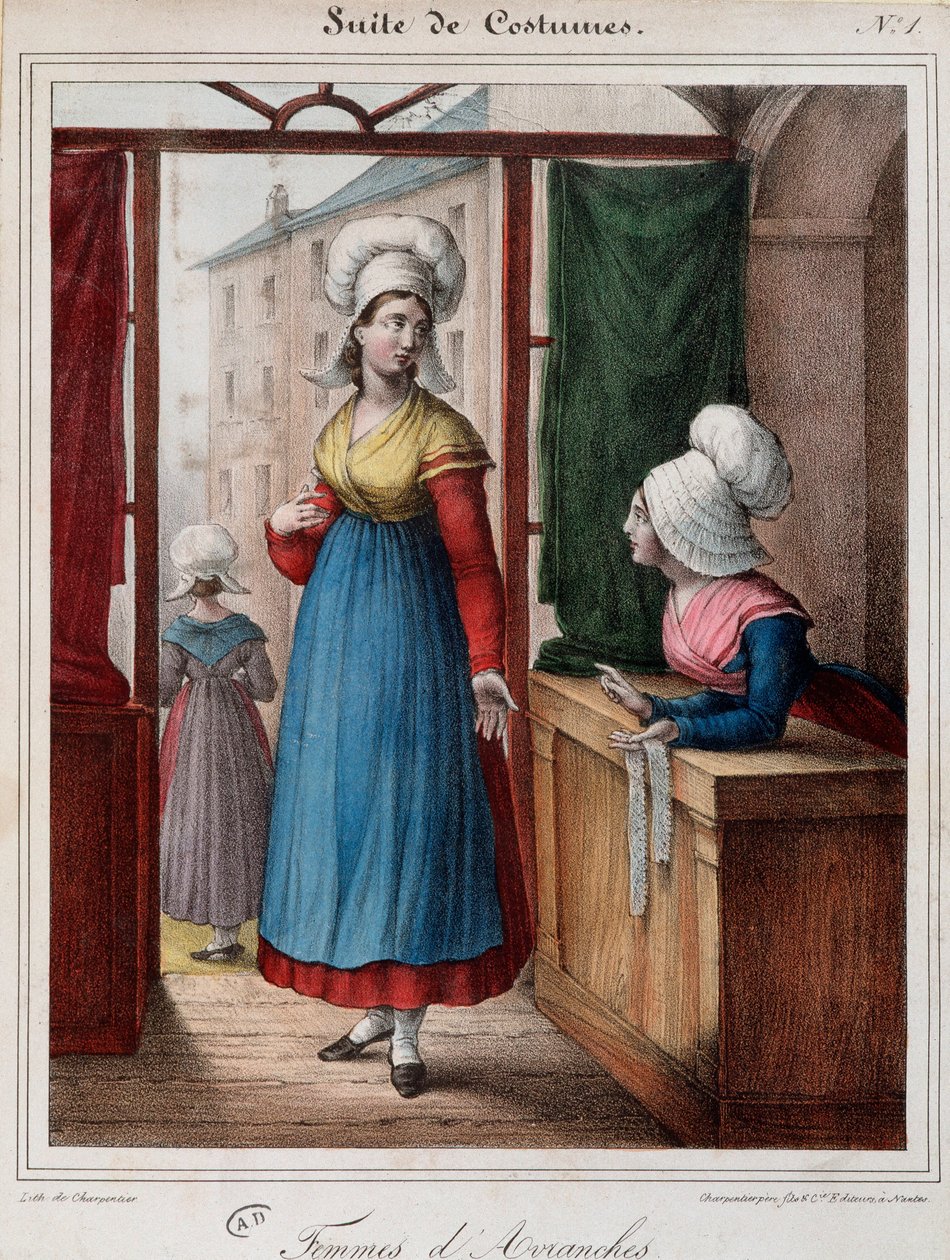 Avranches nők (Manche) - litográfia alkotó: French School