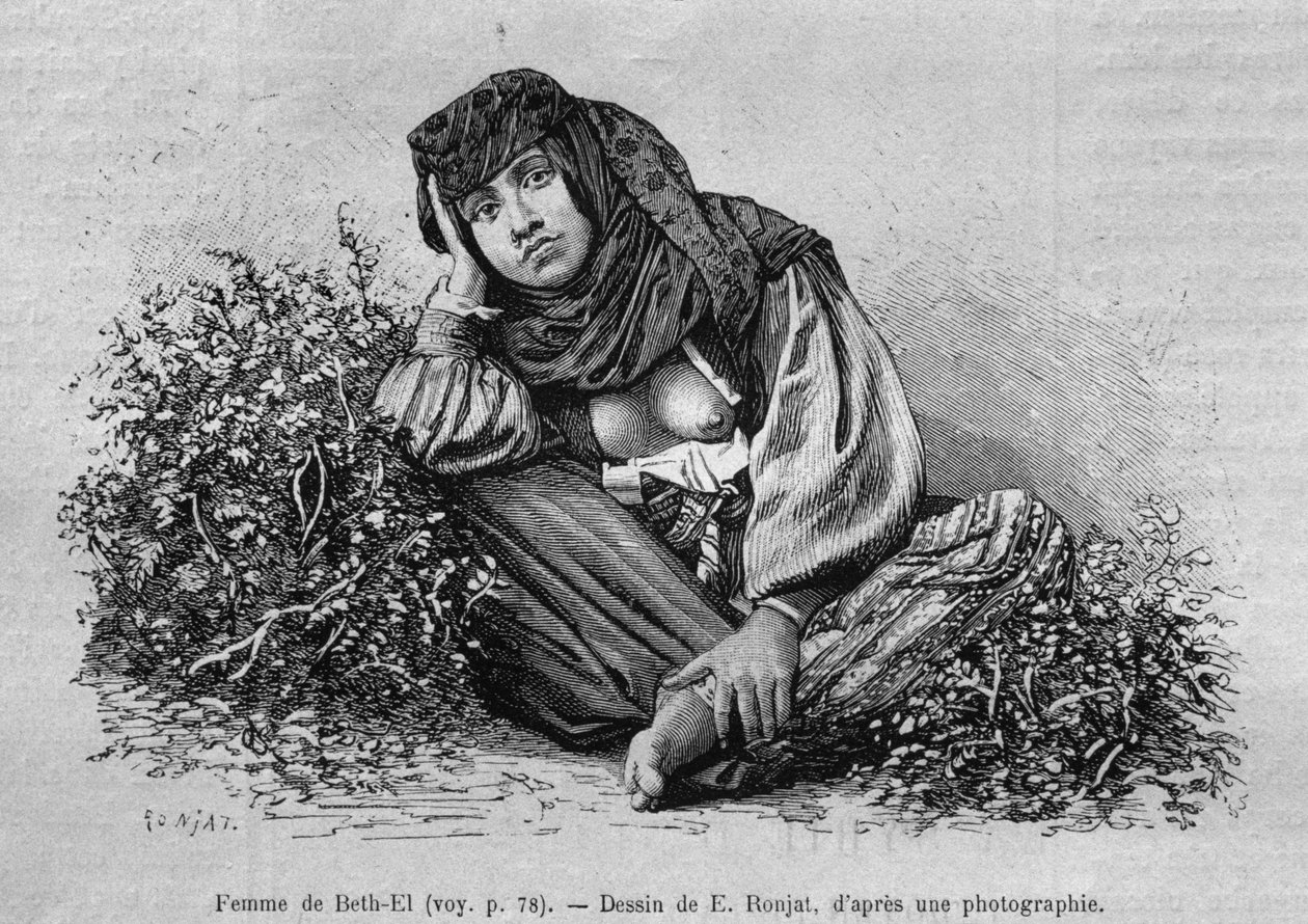 Nők Bételből, Szíriából ma. Utazások Föníciában, Libanonban és Júdeában. Louis Charles Emile Lortet 1875-1880, 1884 (bw metszet) alkotó: French School