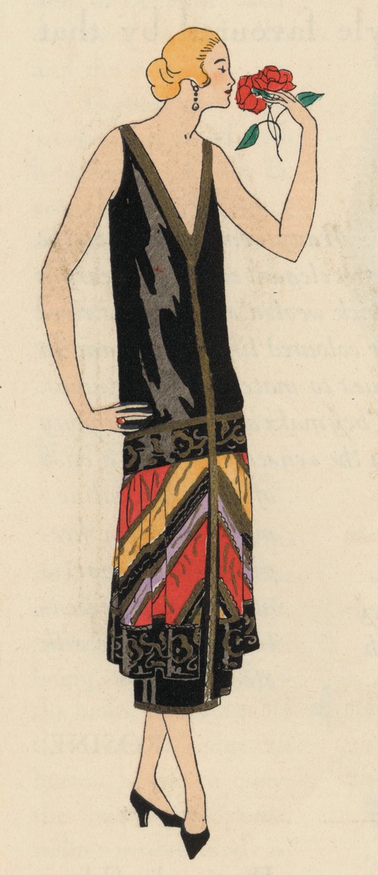 Georges Doeuillet tervező 1920-as évekbeli női estélyi ruhadivatja (színes litográfia) alkotó: French School