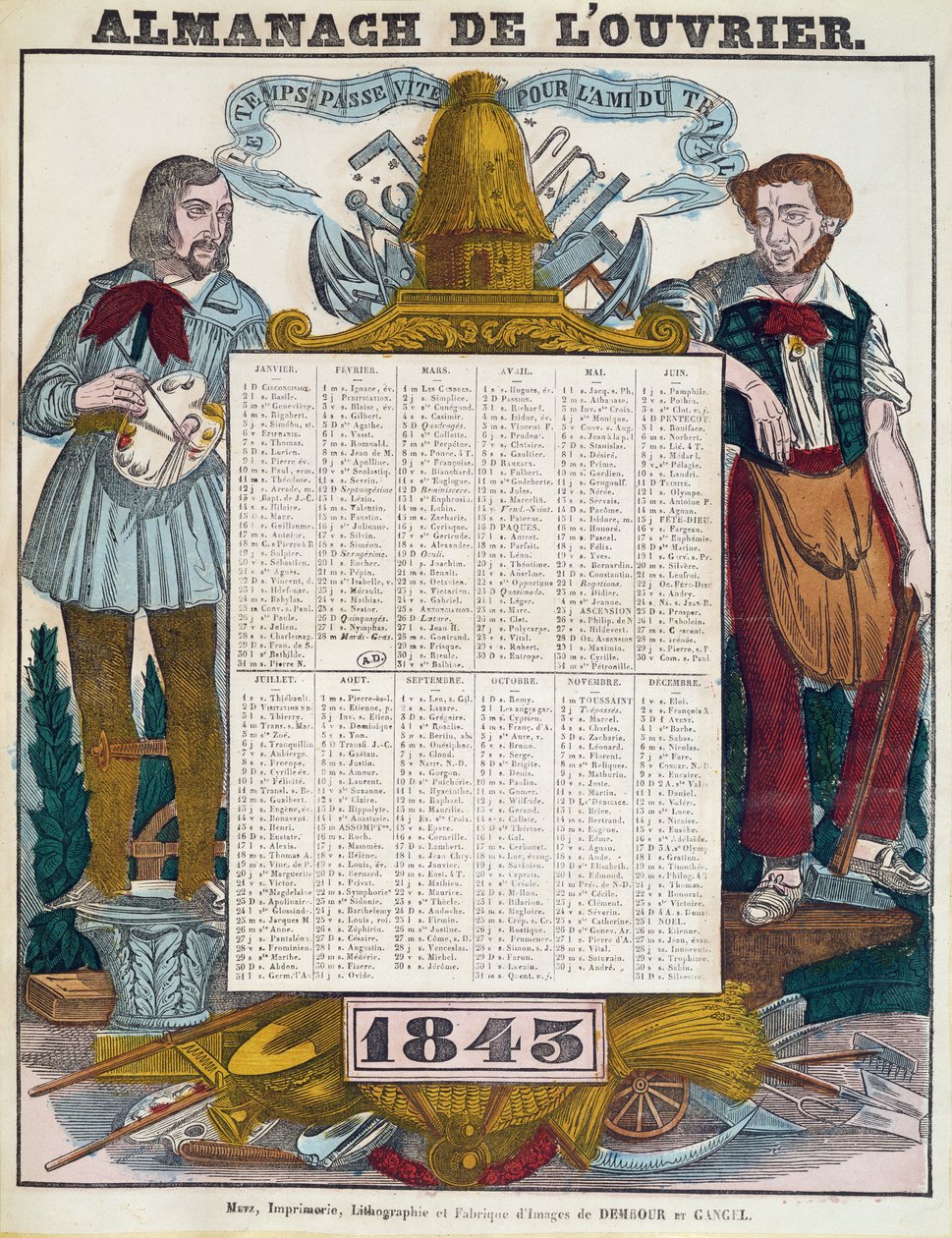 Munkásnaptár 1843-ra alkotó: French School