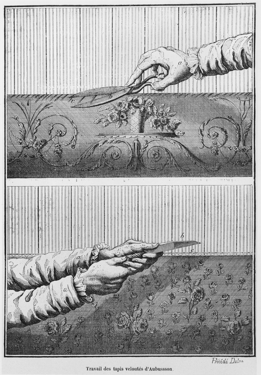 Bársony Aubusson kárpitokon dolgozik alkotó: French School