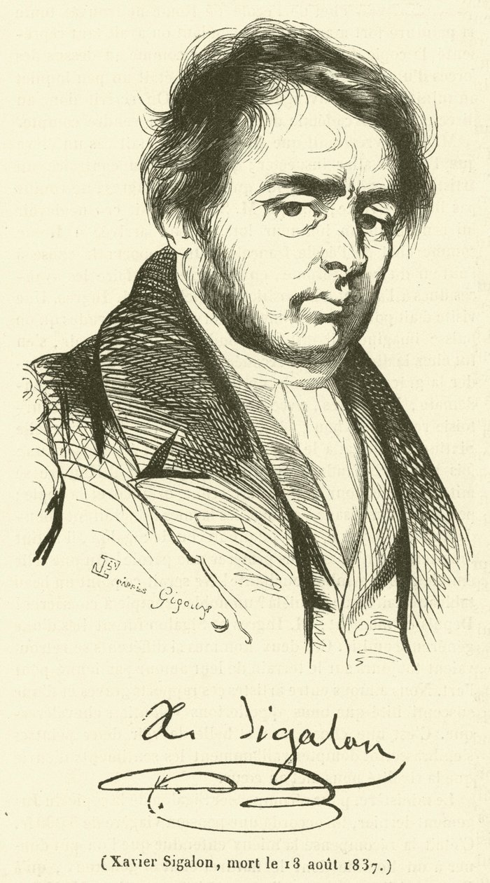 Xavier Sigalon, meghalt 1837. augusztus 18-án (metszet) alkotó: French School