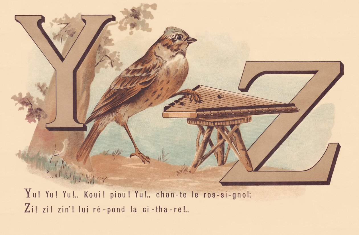 YZ: Yu! Yu! Yu! Koui! piou! Yu! Énekeld a Nightingale Zi-t! Zi! Zi! A cithar válaszol neki! alkotó: French School