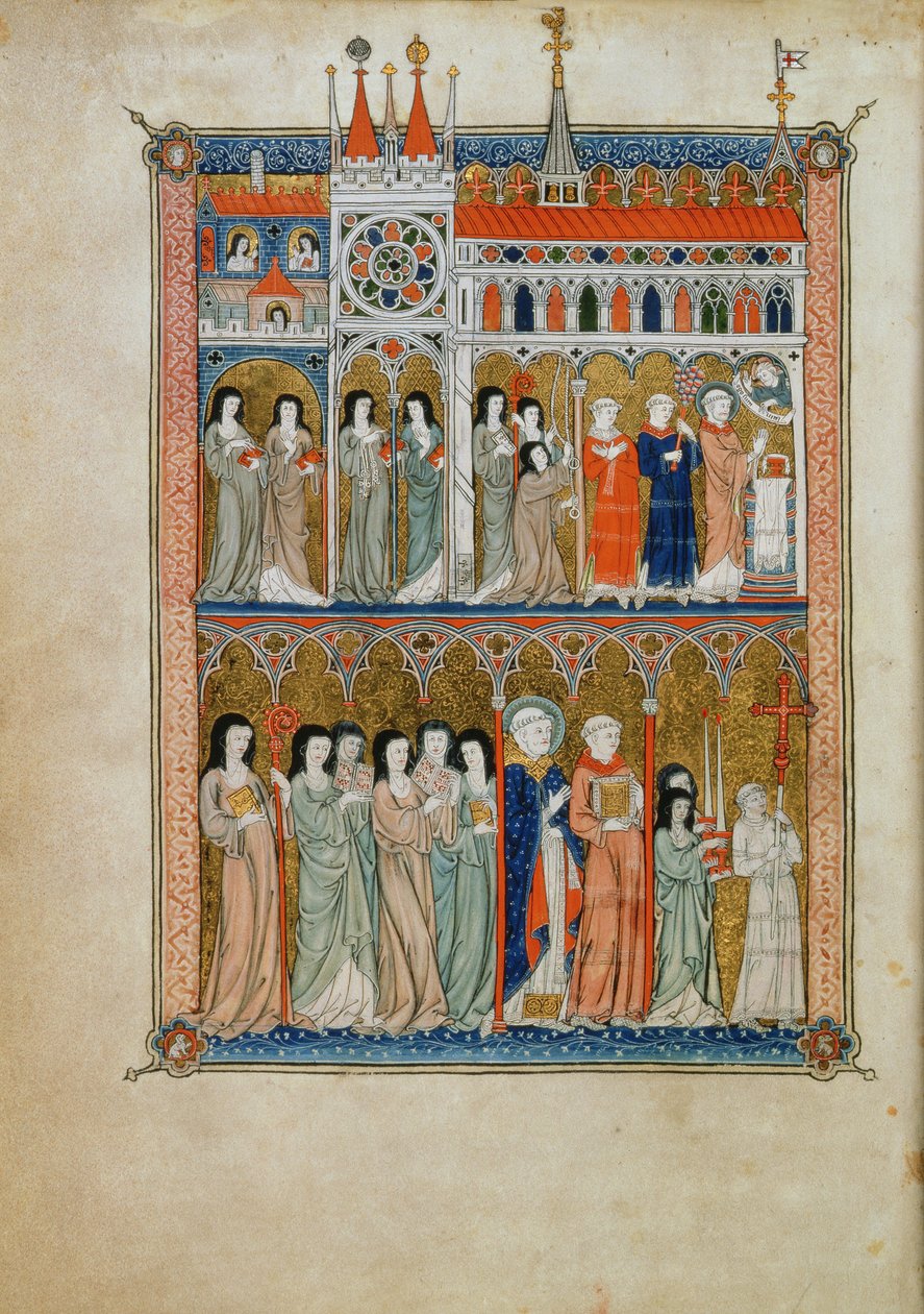 Yates Thompson 11 f.6v szentmise, amelyen tisztviselők vettek részt körmenettel, 1300 körül (vellum) alkotó: French School
