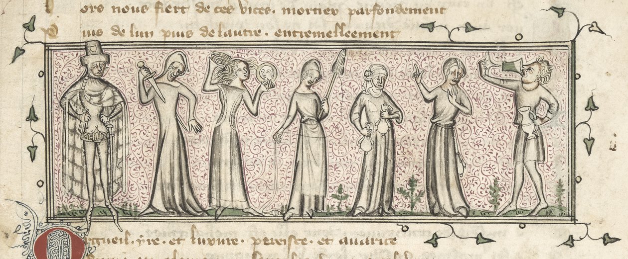 Yates Thompson 21, f. 165, Seven Deadly Sins, 1380 körül (vellum) alkotó: French School