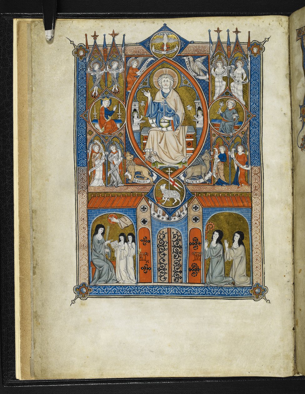 Yates Thompson MS 11 f.1v A Sainte Abbaye ideális állapota, Pierre de Blois „La Sainte Abbaye” című művéből, 1290 körül (vellum) alkotó: French School
