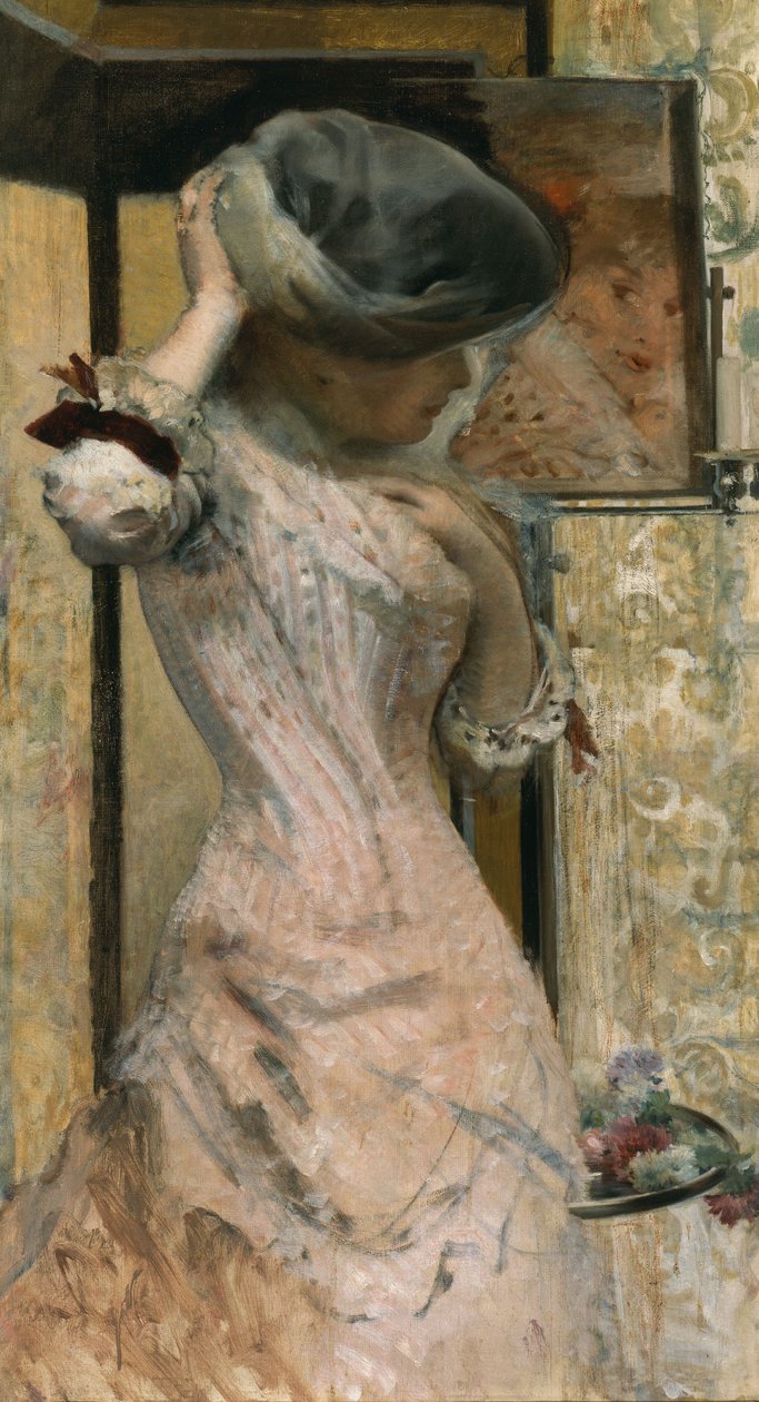 Fiatal nő a tükör előtt, 1879-83 körül (olaj, vászon) alkotó: French School