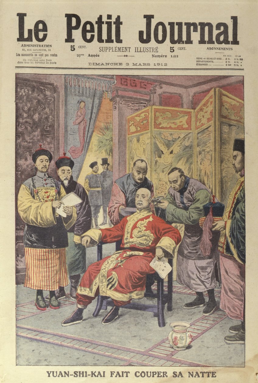 Yuan-Shi-Kai (1859-1916) levágták a copfoját, a Le Petit Journal borítója, 1912. március 3. alkotó: French School