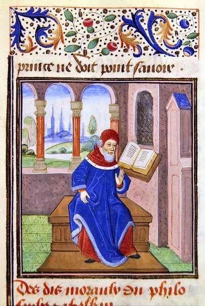 Zaqaquin, a Histoire des Philosophes-ból, 15. század vége (vellum) alkotó: French School