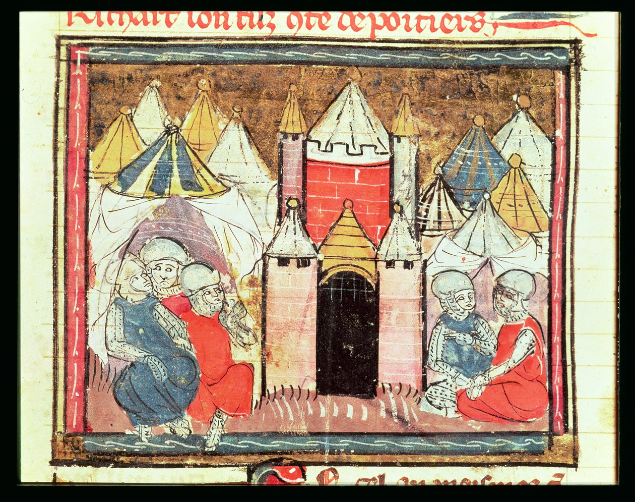 f.259r Chateau-Gaillard ostroma 1204-ben, amikor Philip Augustus francia (1165-1223) legyőzte János (Lackland) angol királyt (1199-1216), a Grandes Chroniques de France-ból, 1375-79 alkotó: French School