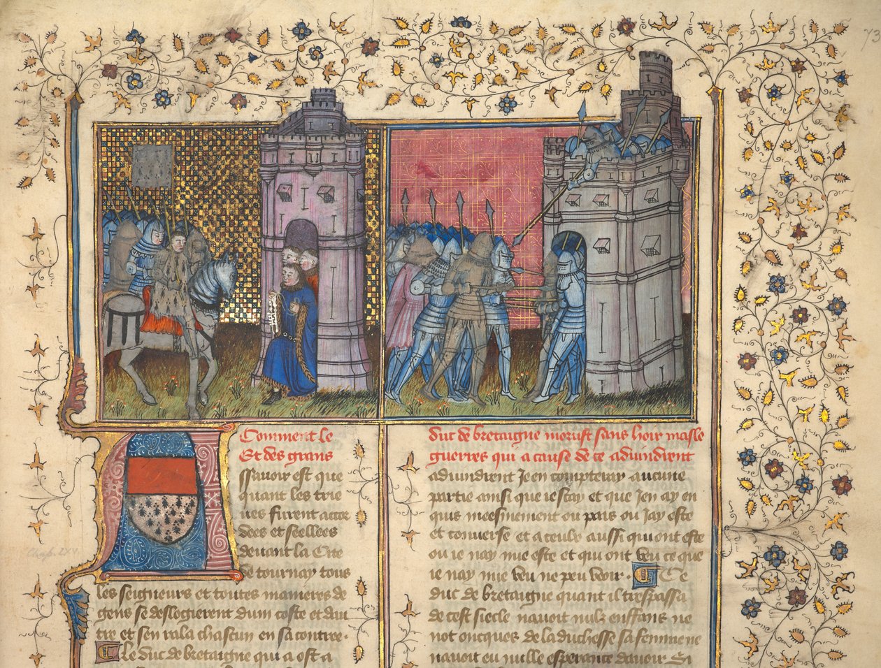 f. 73: Brest ostroma, „Franciaország és Anglia krónikáiból”, Jean Froissart (vellum) alkotó: French School