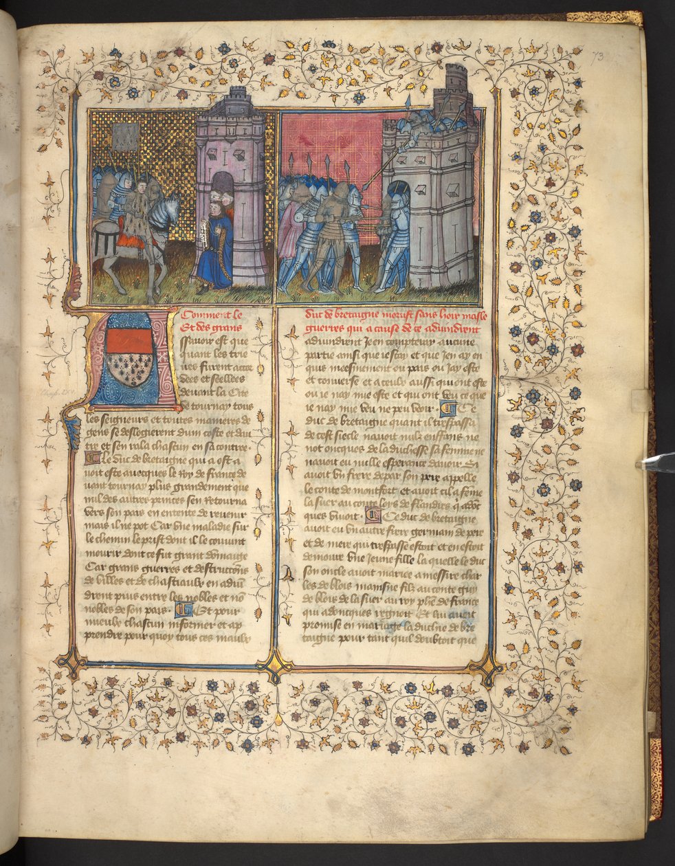 f. 73: Brest ostroma, „Franciaország és Anglia krónikáiból”, Jean Froissart (vellum) alkotó: French School