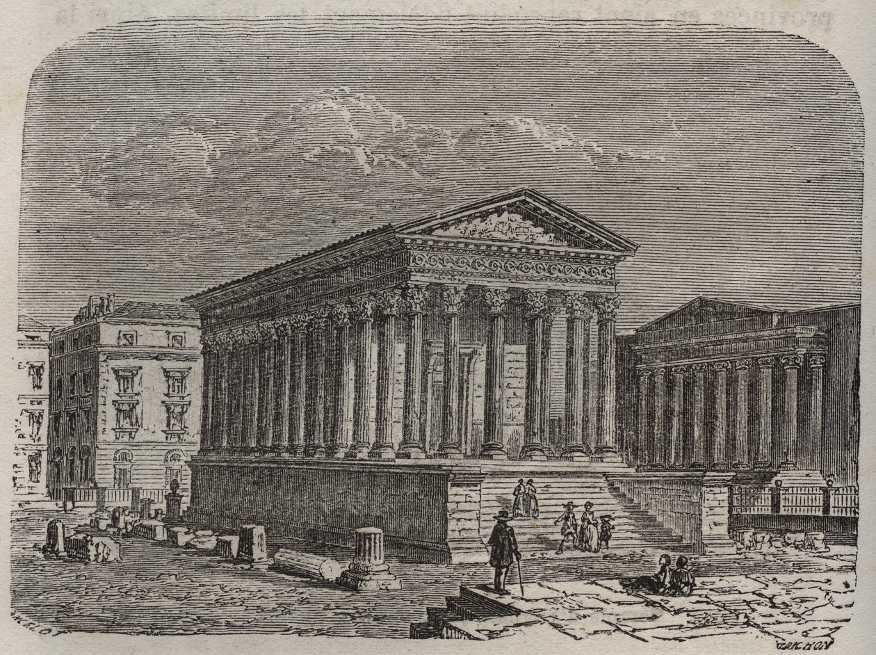 Carree de Nimes borítója - Franciaország, Languedoc-Roussillon, Gard - metszet Victor Duruy (1811-1894) "" Histoire de France" című könyvébe - 1882 alkotó: French School