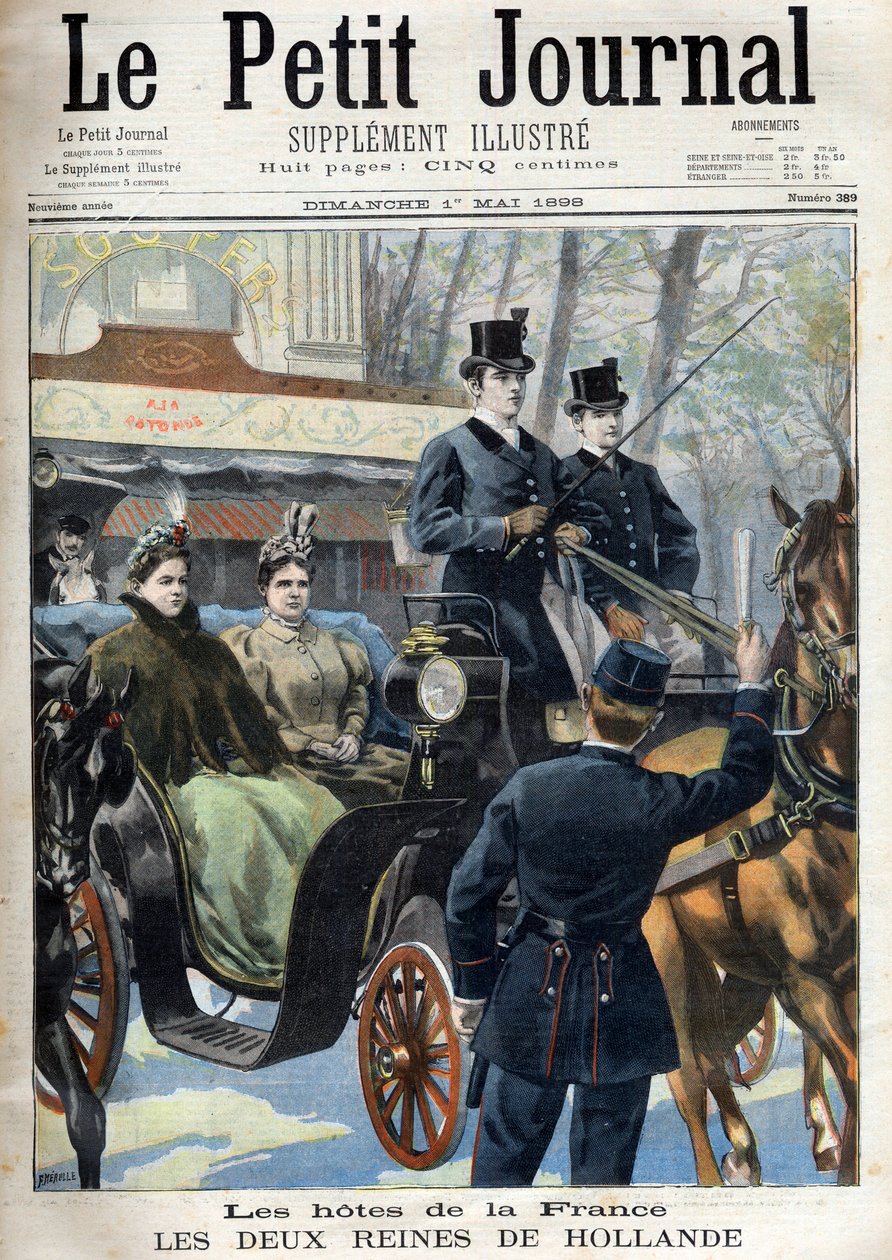 Kis Journal of Sunday, 1898. május 1.: Franciaország házigazdái: Hollandia két királynője: Emma (III. Willem király 2. felesége) (Hollandia Emma (1858-1934) és lánya, Wilhelmina (1880-1962) - Hollandia 2 királynője Franciaországban: Emma királynő és ő alkotó: French School