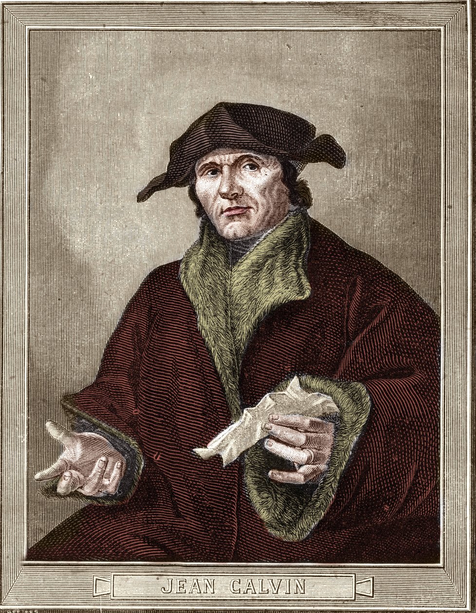 Jean Calvin (1509-1564) francia vallási reformátor és író portréja. alkotó: French School