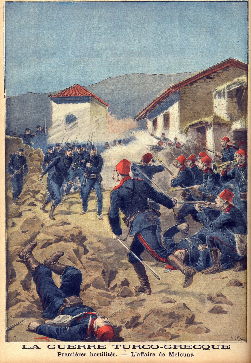 az 1897-es görög-török háború (a harmincnapos háború) – az egyik első csata Thesszáliában alkotó: French School